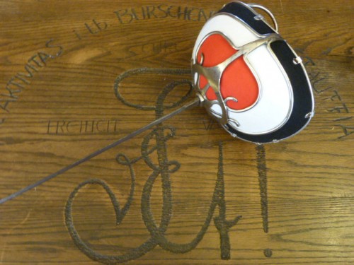 Korbschläger mit den Stauffenfarben